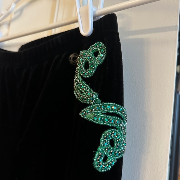 Custom Made Emerald Green Appliqué Dance Costume - Pants with Crossed Top - Picture 11 of 13